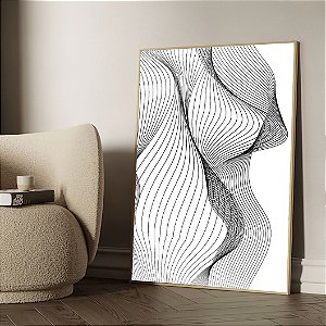 Quadro Ondas abstratas Preto e Branco