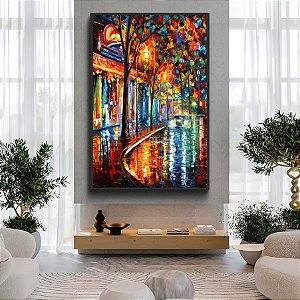 Quadro Alameda Arborizada em Noite Chuvosa
