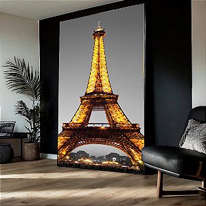 Quadro Torre Eiffel Iluminada por Luzes Douradas