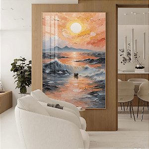 Quadro Paisagem Pôr do Sol no Mar