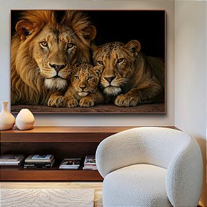 Quadro Leão com Seus Filhotes