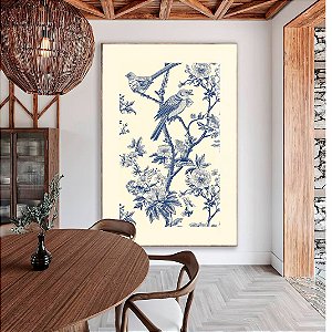 Quadro Arte Pássaro em Linhas Azuis