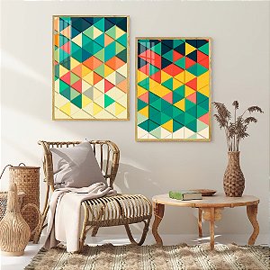 Quadro Abstrato Triangulos Coloridos