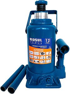 Macaco Hidráulico Tipo Garrafa para 12 Toneladas com Fuso de Regulagem R070006  Riosul Tools