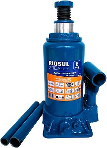 Macaco Hidráulico Tipo Garrafa para 8 Toneladas com Fuso de Regulagem R070004  Riosul Tools