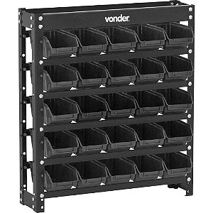 Estante metálica com gaveteiros modelo prático preto 25/3 VONDER
