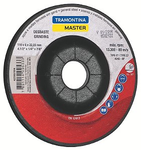 Disco de Desbaste 4.1/2" Tramontina MASTER para Aços e Metais