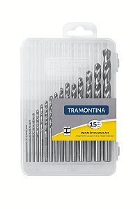 Jogo de Brocas Aço Tramontina DIN 338 15 Peças- variam de 1/16" a 3/8".