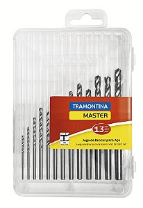 Jogo de Brocas para Aço Tramontina MASTER DIN 338 13 Peças - Variam de 1.5 mm a 6.5 mm.