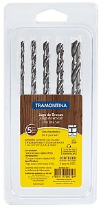 Jogo de Brocas para Aço Tramontina 5 Peças - 3 mm, 4 mm, 5 mm, 6 mm e 8 mm.