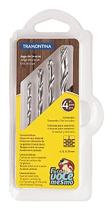 Jogo de Brocas para Concreto Tramontina 4 Peças- 4 mm,5 mm,6 mm e 8 mm .