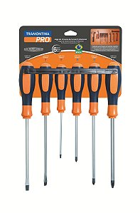 Jogo de Chaves de Fenda Ultragrip Plus Tramontina PRO 6 Peças – Tamanhos Variados (3/16” a 5/16”)