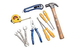 Kit de Ferramentas Tramontina com Martelo Trena Alicate Estilete Chaves de Fenda e Chaves Fixas 11 peças