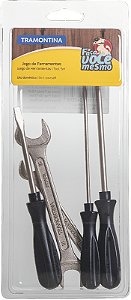 Kit de Ferramentas Tramontina com Chaves de Fenda e Chaves Fixas para Uso Doméstico 5 Peças