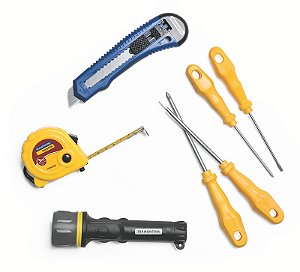 Kit de Ferramentas Tramontina com Trena Lanterna Estilete e Chaves de Fenda 7 peças