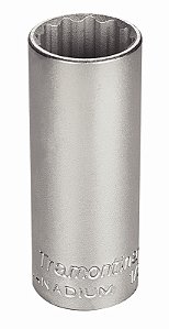 Soquete Estriado Longo em Aço Cromo Vanádio 30 mm - Encaixe 1/2" Tramontina PRO