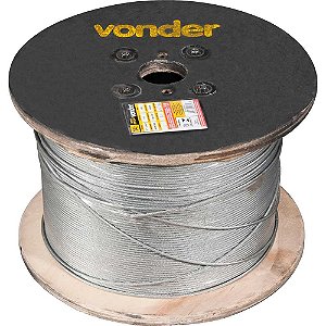 Cabo de aço com alma de aço galvanizado 3,18mm - 1/8" 18 x 7 rolo com 1.000 metros VONDER