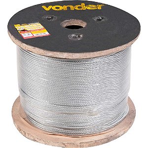Cabo de aço galvanizado alma de aço 3,97mm - 5/32" 6 x 19M rolo com 500 metros VONDER