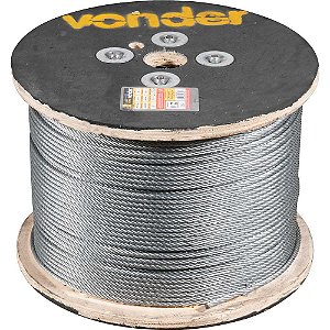 Cabo de aço galvanizado alma de aço 3,97mm - 5/32" 6 x 19S rolo com 500 metros VONDER