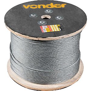 Cabo de aço galvanizado alma de fibra 11,10mm - 7/16" 6 x 36WS rolo com 500 metros VONDER
