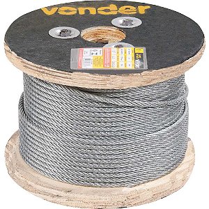 Cabo de aço galvanizado alma de fibra 6,35mm - 1/4" 6 x 7 VONDER