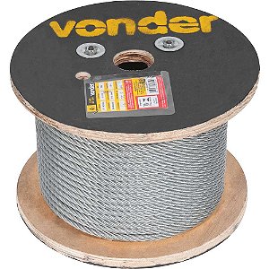 Cabo de aço galvanizado alma de fibra 9,53mm - 3/8" 6 x 19S VONDER
