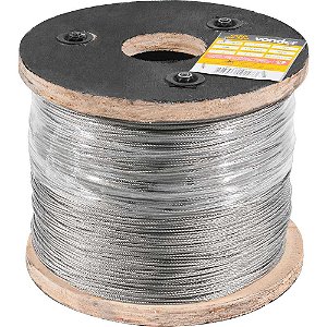 Cabo de aço inox alma de aço 1,59mm - 1/16" 6 x 7 rolo com 500 metros VONDER