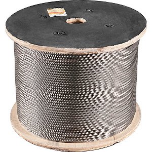 Cabo de aço inox alma de aço 12,7mm - 1/2" 6 x 19S rolo com 500 metros VONDER