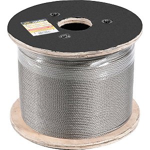 Cabo de aço inox alma de aço 3,18mm - 1/8" 6 x 7 rolo com 500 metros VONDER