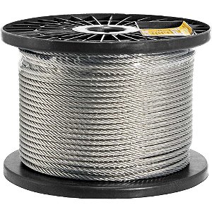 Cabo de aço inox alma de aço 4,76mm - 3/16" 6 x 19 rolo com 100 metros VONDER