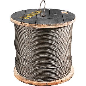 Cabo de aço para elevadores alma de fibra polido 15,90mm - 5/8" 8 x 19S rolo com 1.000 metros VONDER