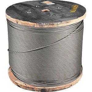 Cabo de aço para elevadores alma de fibra polido 7,94mm - 5/16" 8 x 19S rolo com 2.000 metros VONDER
