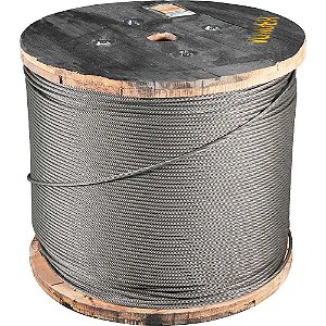 Cabo de aço para elevadores alma de fibra polido 9,53mm - 3/8" 8 x 19S rolo com 2.000 metros VONDER