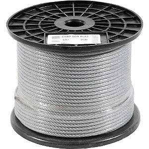 Cabo de aço plastificado transparente alma de fibra 4,76mm - 3/16" 6 x 7 VONDER