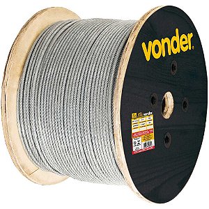 Cabo de aço plastificado transparente alma de fibra 6,35mm - 1/4" 6 x 19S VONDER