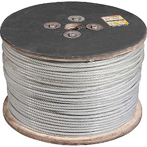 Cabo de aço plastificado transparente alma de fibra 7,94mm - 5/16" 6 x 19S rolo com 500 metros VONDER