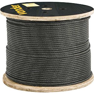 Cabo de aço polido alma de fibra 12,70mm - 1/2" 6 x 36WS rolo com 500 metros VONDER