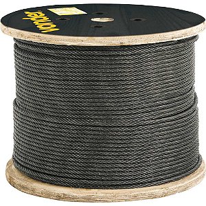 Cabo de aço polido alma de fibra 4,76mm - 3/16" 6 x 19M rolo com 500 metros VONDER