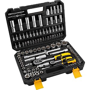 Jogo de soquetes e ponteiras com encaixe de 1/4" e de 1/2" com catraca 108 peças VONDER