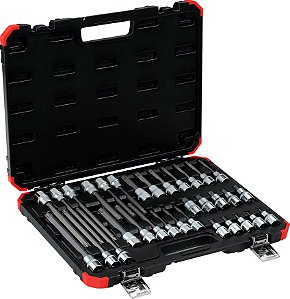 Jogo de soquetes hexalobular encaixe de 1/2" 32 peças R68003032 GEDORE RED