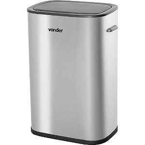 Lixeira retangular com sensor de abertura 55 litros inox VONDER