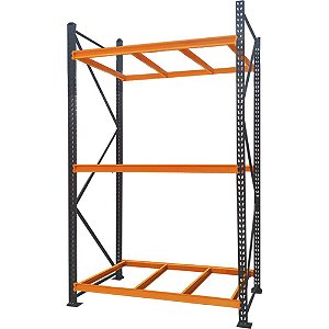 Mini porta-paletes 1.800mm x 3.000mm x 800mm chapa de aço com 3 prateleiras (sem tampo) 40933 PRESTO