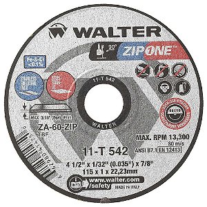 Disco de corte 115mm x 1mm x 22,23mm ZipOne 11T 542 WALTER
