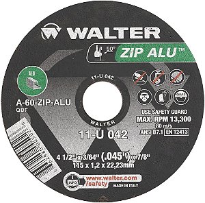 Disco de corte 115mm x 1,2mm x 22,23mm Zip ALU 11U042 WALTER