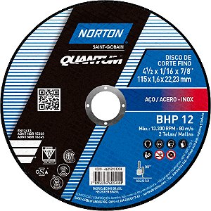 Disco de corte 115mm x 1,6mm x 22,23mm BHP 12 NORTON