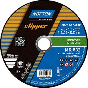 Disco de corte 115mm x 3,0mm x 22,23mm MR832 NORTON