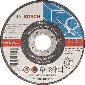 Disco de corte 115mm x 3,2mm x 22,23mm 2608600510 BOSCH