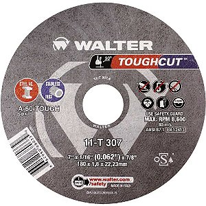 Disco de corte 177,8mm x 1,6mm x 22,23mm ToughCut 11T 307.4 WALTER