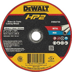 Disco de corte 180mm x 1,6mm x 22,23mm DW84705 HP2 DEWALT