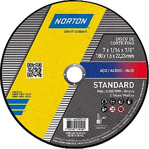 Disco de corte 180mm x 1,6mm x 22,23mm standard NORTON
